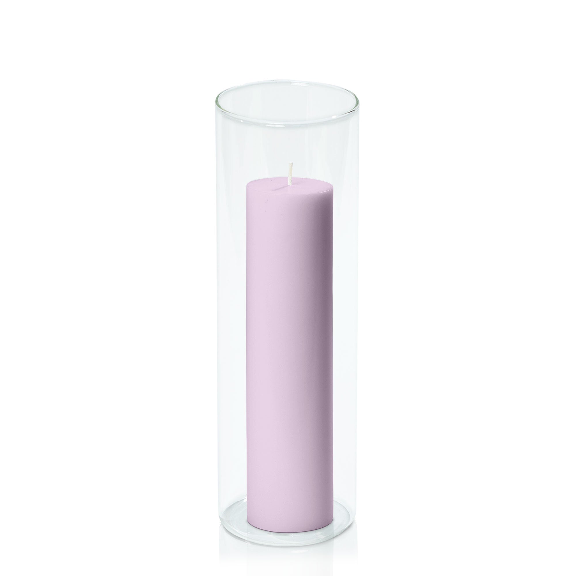 Lilac 5cm x 20cm Pillar in 8cm x 25cm Glass Pack of 1