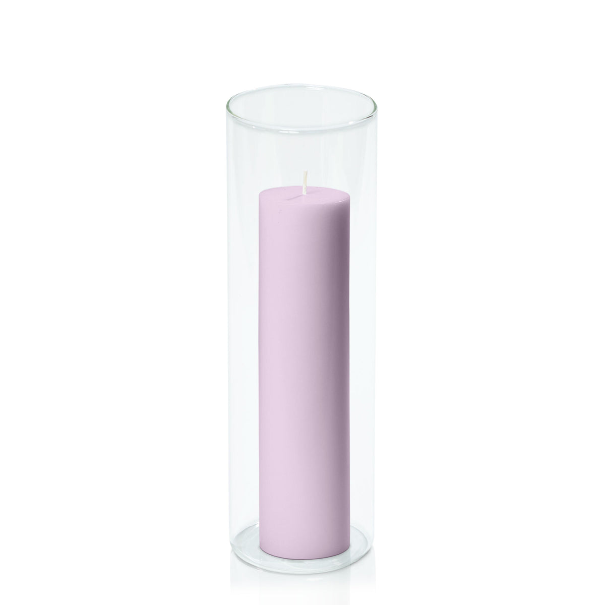 Lilac 5cm x 20cm Pillar in 8cm x 25cm Glass Pack of 1