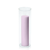 Lilac 5cm x 20cm Pillar in 8cm x 25cm Glass
