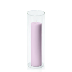Lilac 5cm x 20cm Pillar in 8cm x 25cm Glass Pack of 1