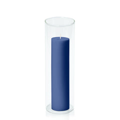 Navy 5cm x 20cm Pillar in 8cm x 25cm Glass Pack of 1