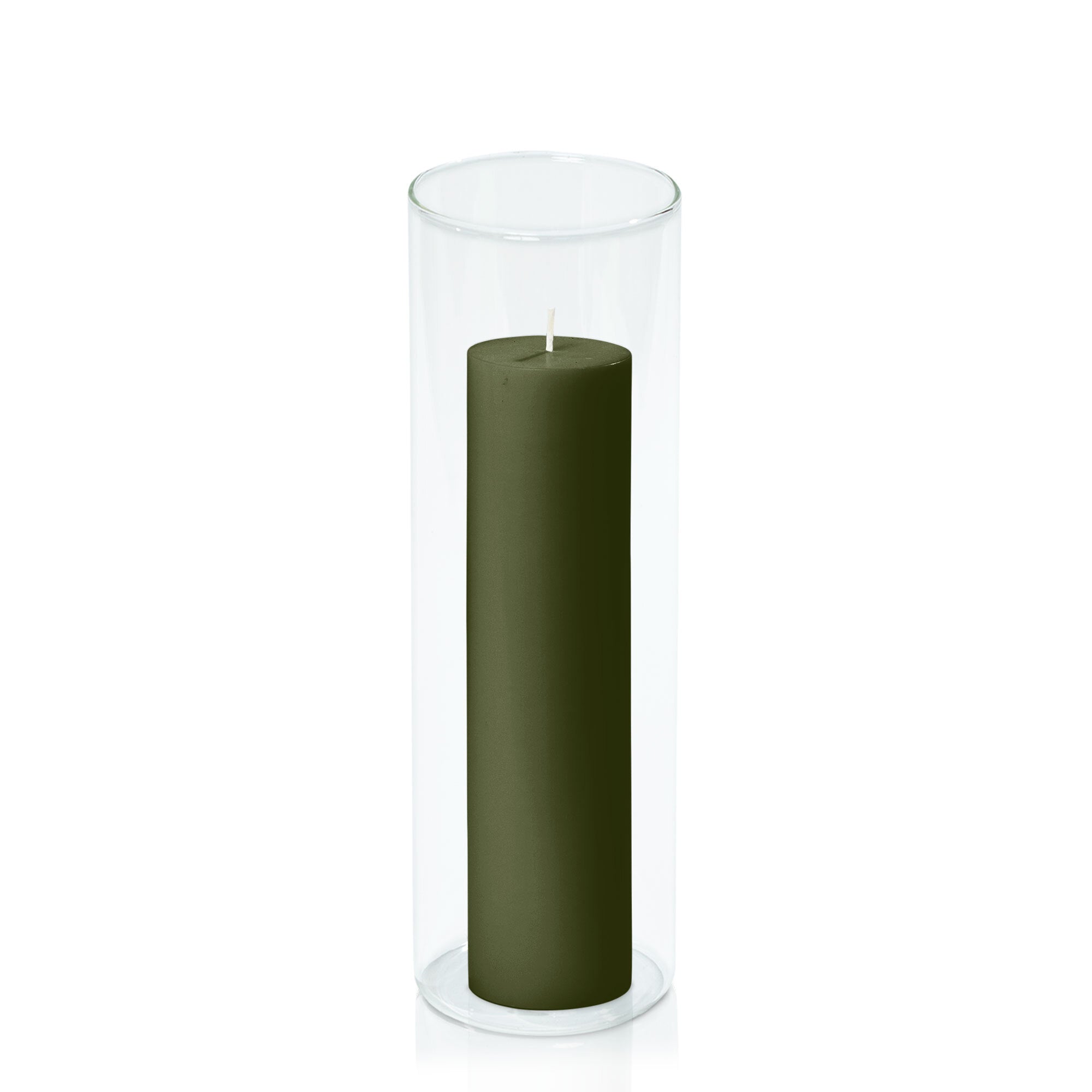 Olive 5cm x 20cm Pillar in 8cm x 25cm Glass Pack of 1