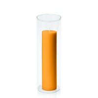 Orange 5cm x 20cm Pillar in 8cm x 25cm Glass