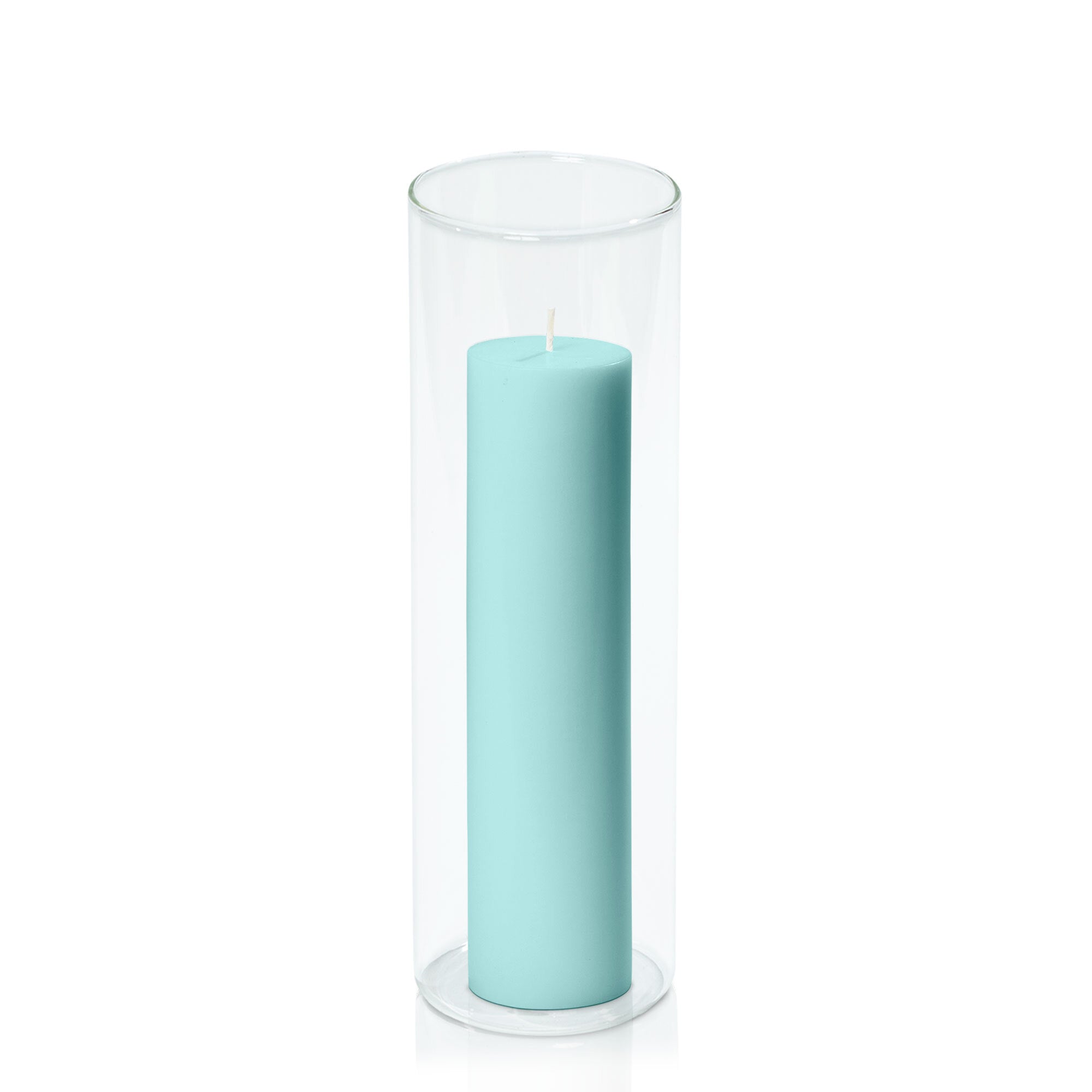 Pastel Teal 5cm x 20cm Pillar in 8cm x 25cm Glass Pack of 1