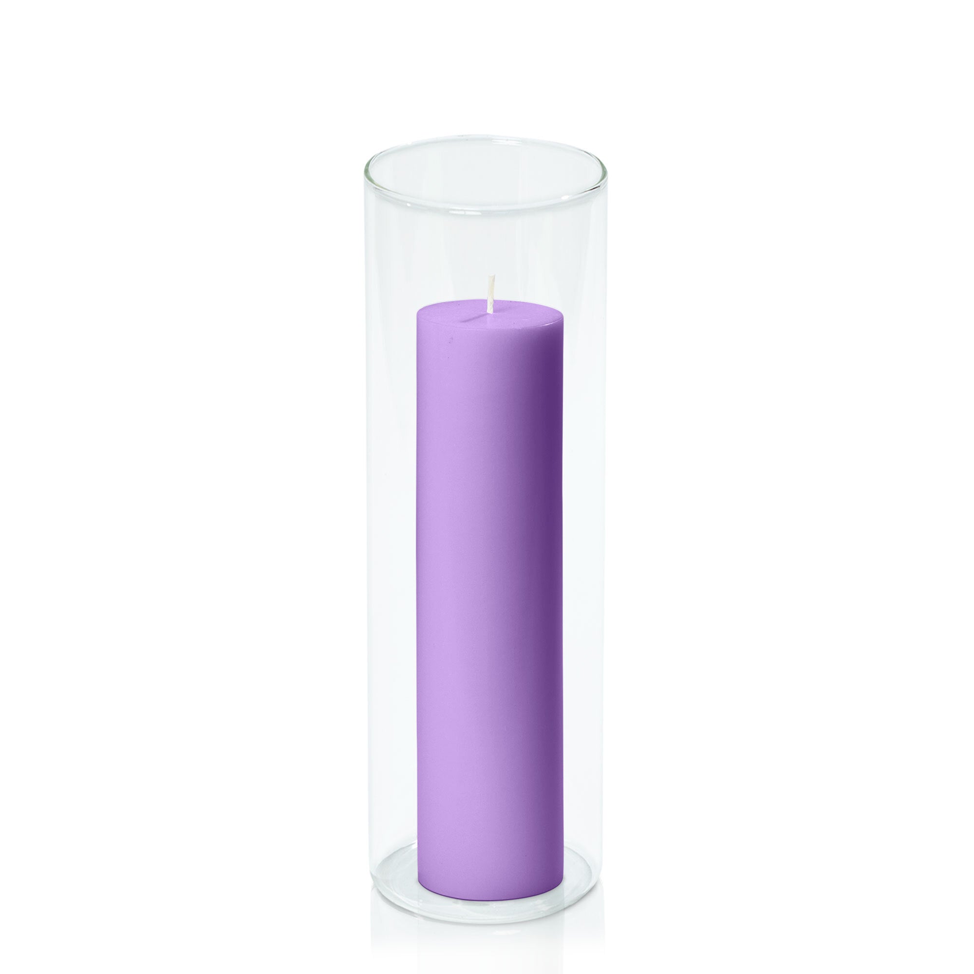 Purple 5cm x 20cm Pillar in 8cm x 25cm Glass Pack of 1