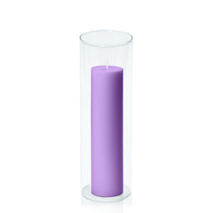 Purple 5cm x 20cm Pillar in 8cm x 25cm Glass Pack of 1