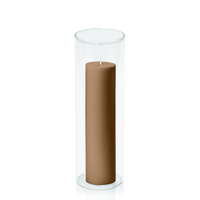 Tiramisu 5cm x 20cm Pillar in 8cm x 25cm Glass