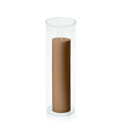 Tiramisu 5cm x 20cm Pillar in 8cm x 25cm Glass Pack of 1