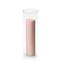 Vintage Blush 5cm x 20cm Pillar in 8cm x 25cm Glass