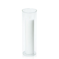 White 5cm x 20cm Pillar in 8cm x 25cm Glass