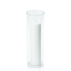 White 5cm x 20cm Pillar in 8cm x 25cm Glass Pack of 1