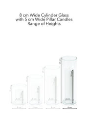 White 5cm x 20cm Pillar in 8cm x 25cm Glass Pack of 1
