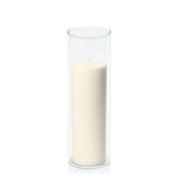 Ivory 7cm x 20cm Pillar in 8cm x 25cm Glass