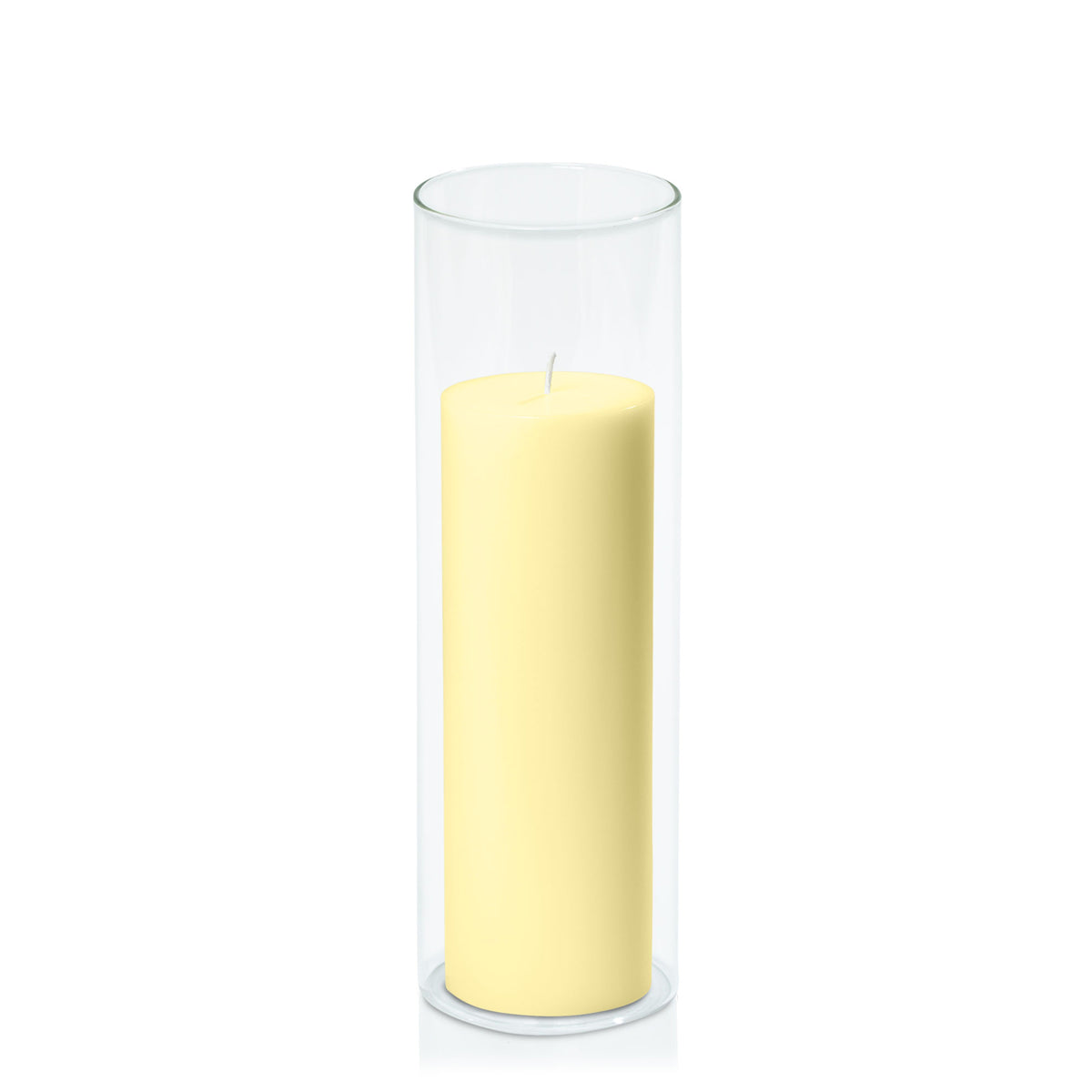 Lemon 7cm x 20cm Pillar in 8cm x 25cm Glass Pack of 1
