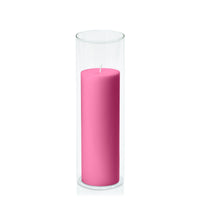 Magenta 7cm x 20cm Pillar in 8cm x 25cm Glass