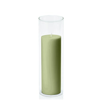 Matcha 7cm x 20cm Pillar in 8cm x 25cm Glass