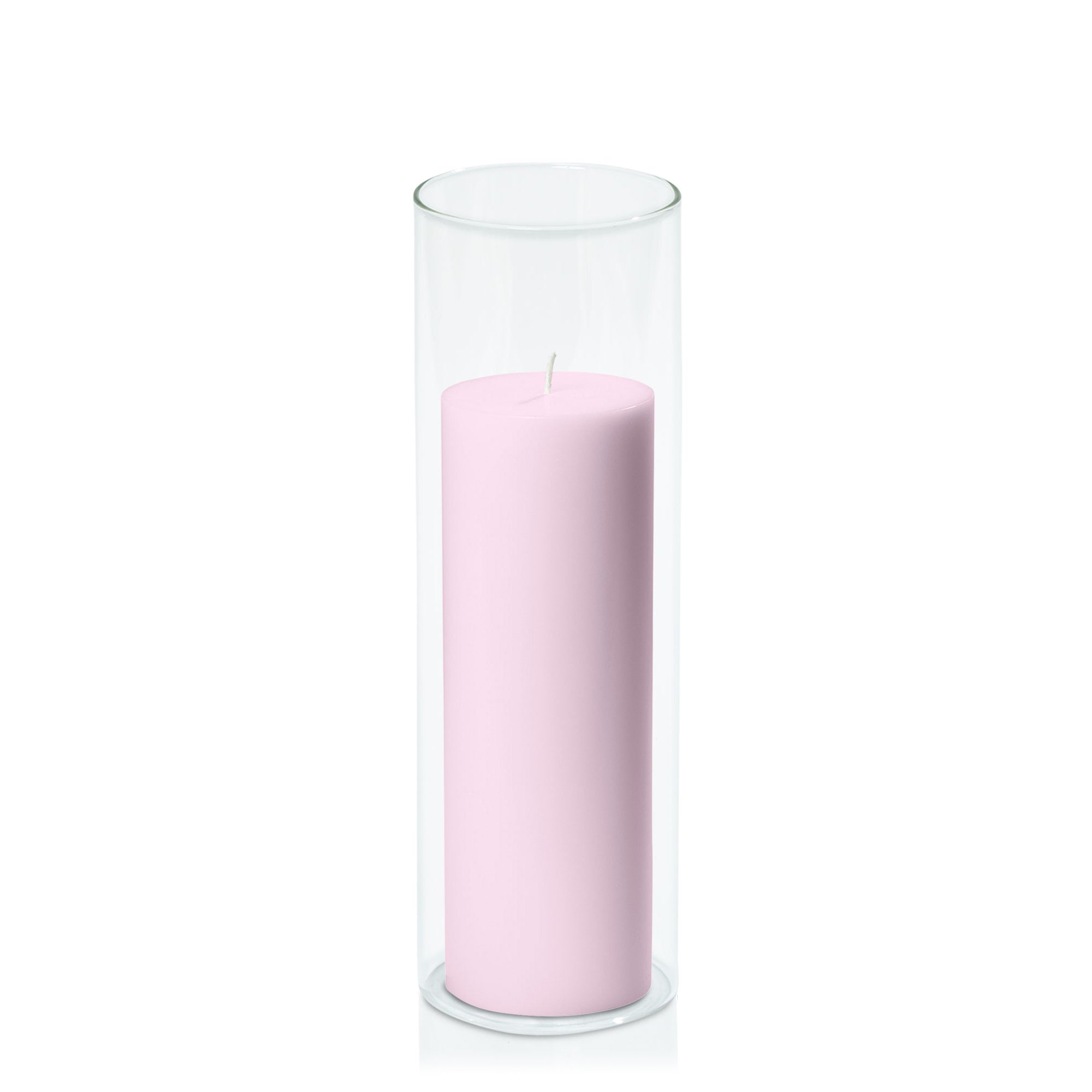Pastel Pink 7cm x 20cm Pillar in 8cm x 25cm Glass Pack of 1