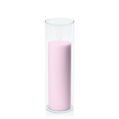 Pastel Pink 7cm x 20cm Pillar in 8cm x 25cm Glass Pack of 1
