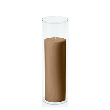 Tiramisu 7cm x 20cm Pillar in 8cm x 25cm Glass Pack of 1