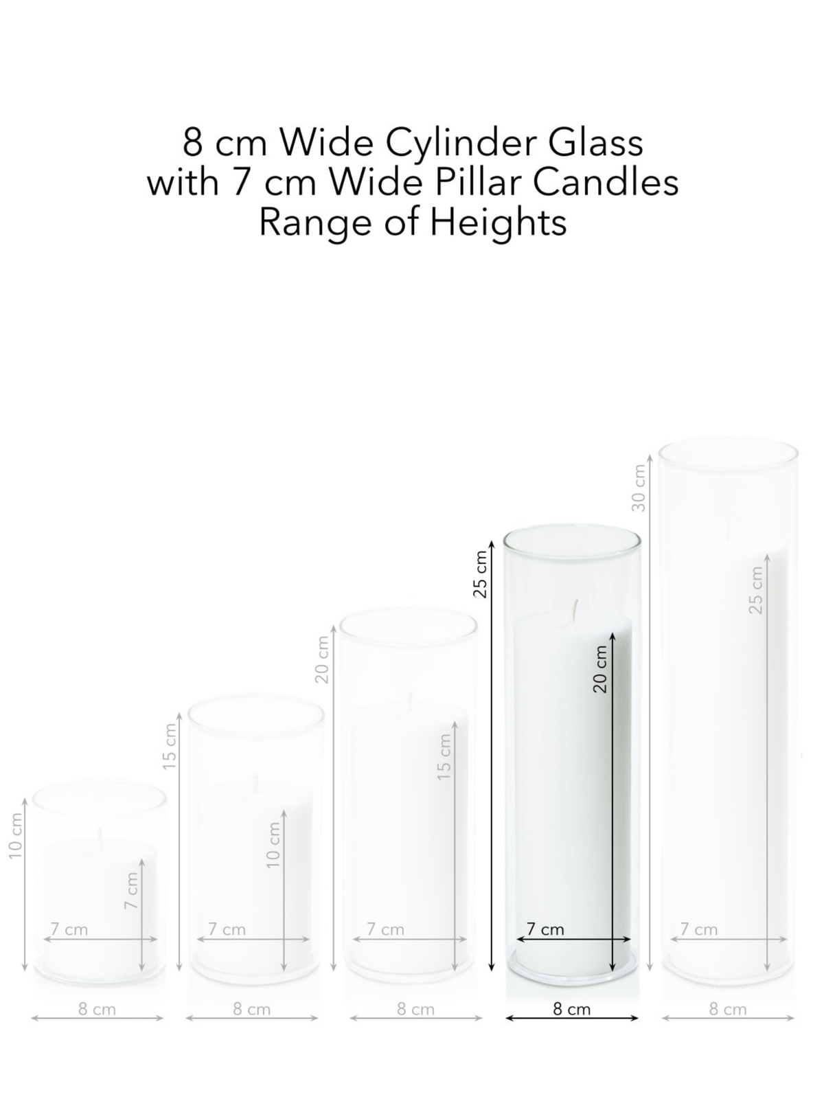 Watermelon 7cm x 20cm Pillar in 8cm x 25cm Glass Pack of 1
