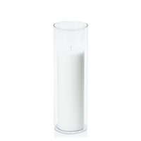White 7cm x 20cm Pillar in 8cm x 25cm Glass