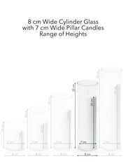 White 7cm x 20cm Pillar in 8cm x 25cm Glass Pack of 1