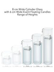 White 6cm Event Floating in 8cm Glass, Lg - Set of 6