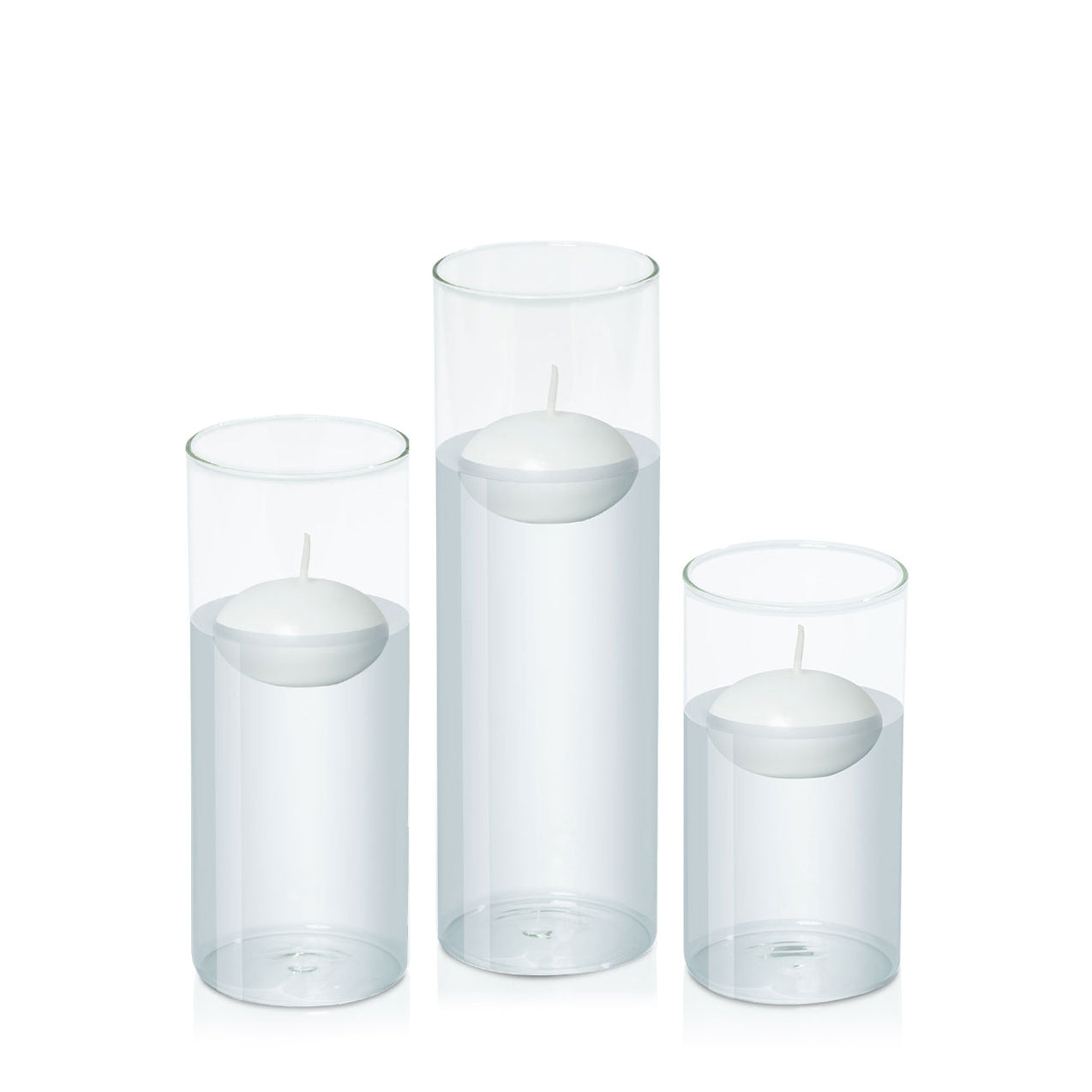 White 6cm Event Floating in 8cm Glass Set - Med Pack of 1