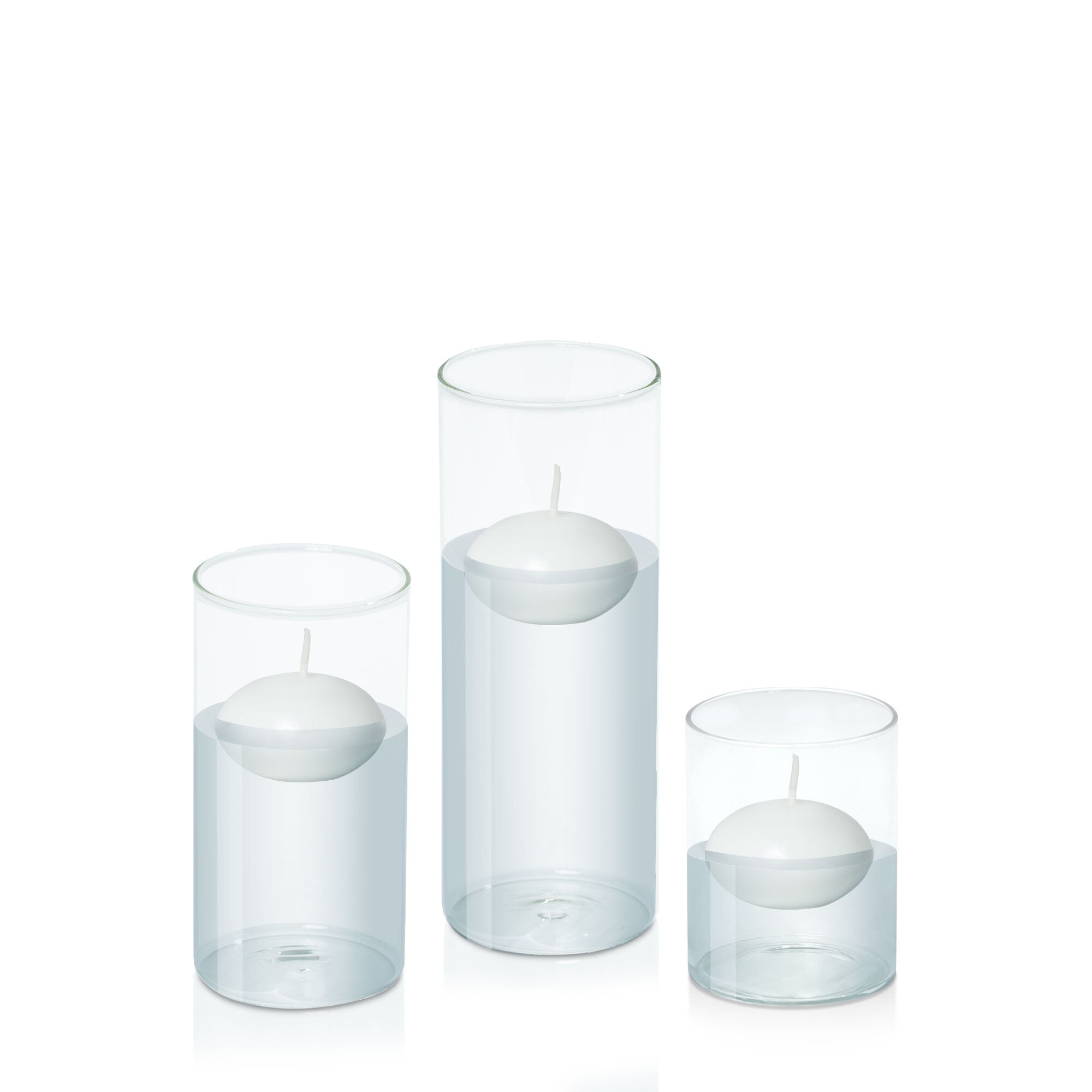 White 6cm Event Floating in 8cm Glass Set - Sm Pack of 1