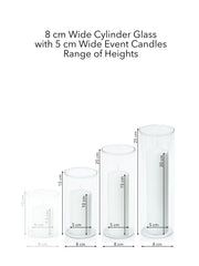 White 5cm Event Pillar in 8cm Glass Set - Med Pack of 1