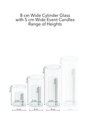 White 5cm Event Pillar in 8cm Glass Set - Sm Pack of 1