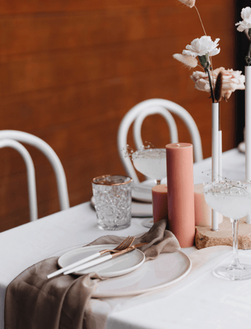 Blush Pink 5cm Pillar in 8cm Glass, Med - Set of 6