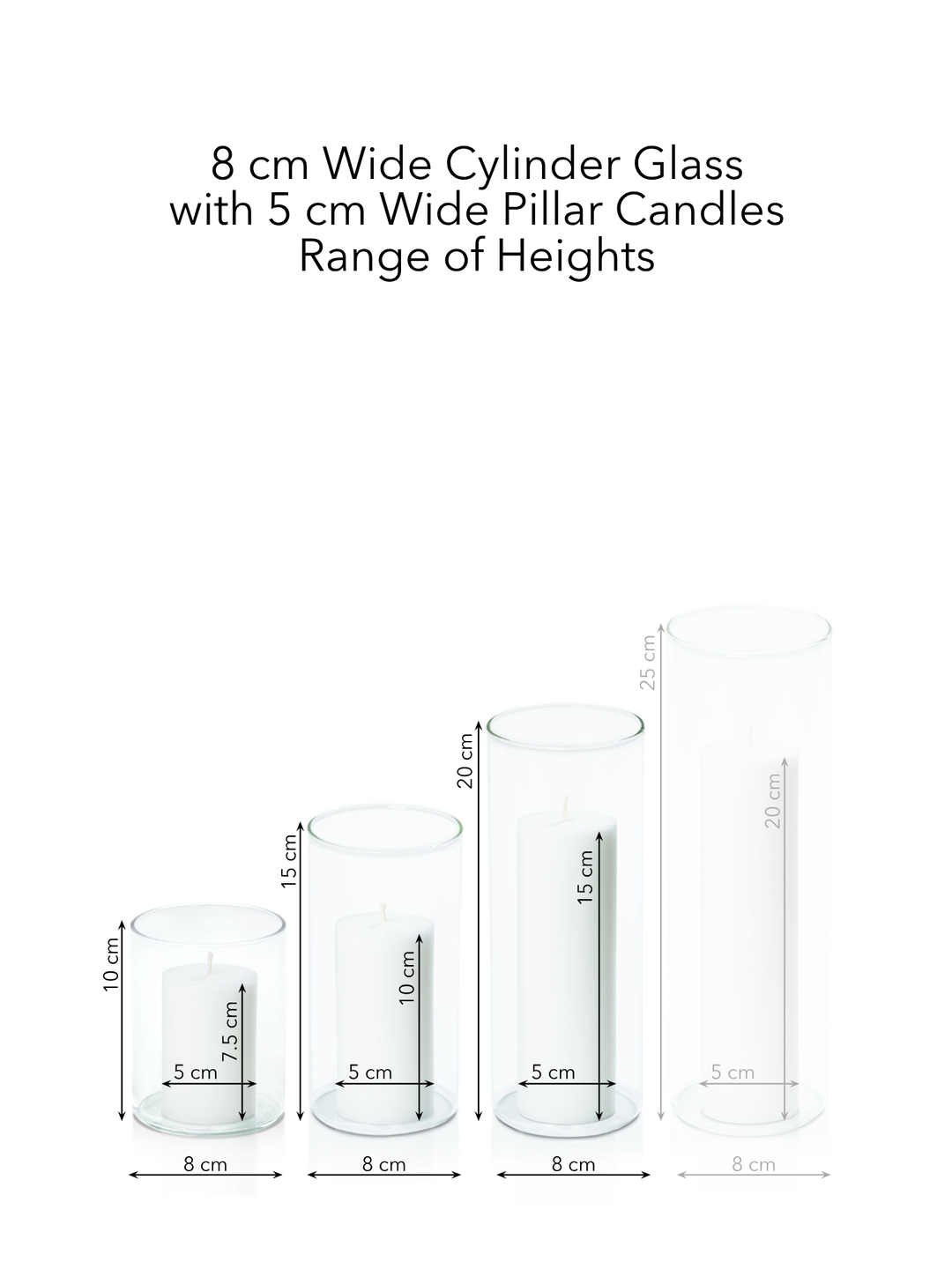 Capri 5cm Pillar in 8cm Glass, Sm - Set of 6
