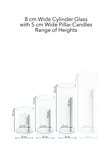 Capri 5cm Pillar in 8cm Glass, Sm - Set of 6