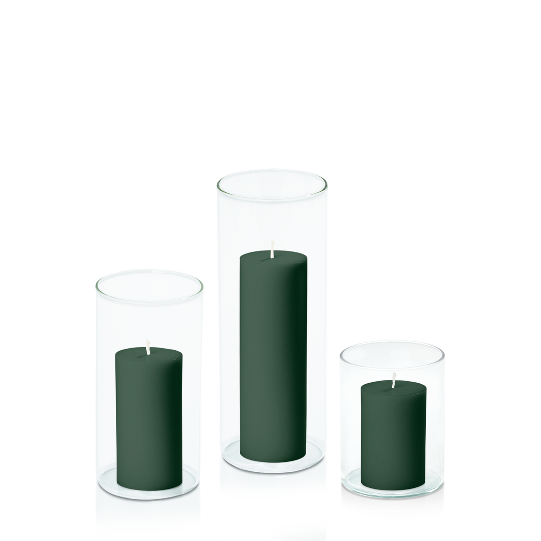 Forest 5cm Pillar in 8cm Glass, Sm - Set of 6