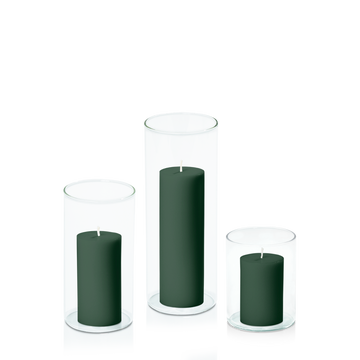 Forest 5cm Pillar in 8cm Glass, Sm - Set of 6