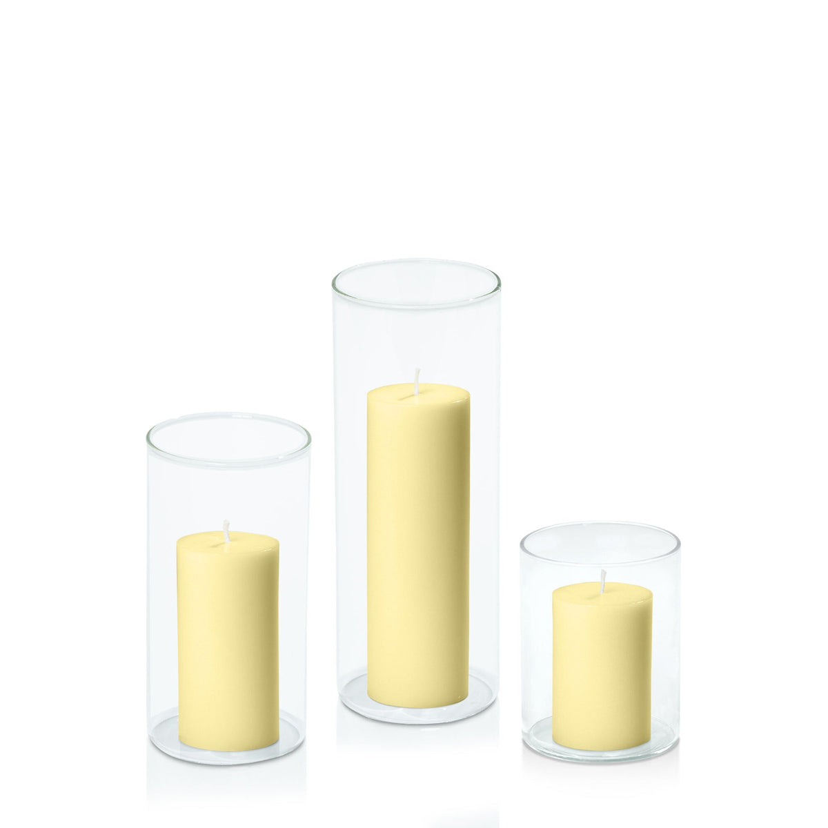 Lemon 5cm Pillar in 8cm Glass, Sm - Set of 6