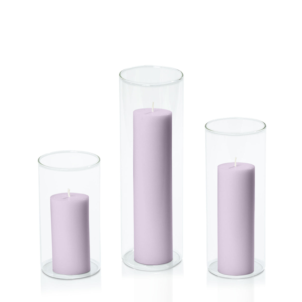 Lilac 5cm Pillar in 8cm Glass Set - Med Pack of 1