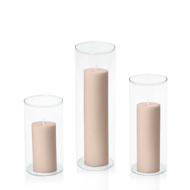 Nude 5cm Pillar in 8cm Glass, Med - Set of 6