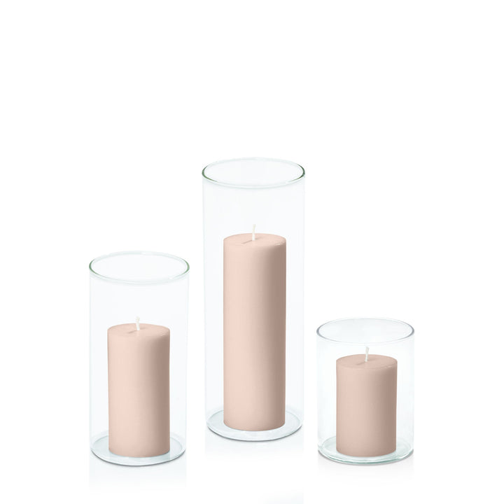 Nude 5cm Pillar in 8cm Glass, Sm - Set of 6