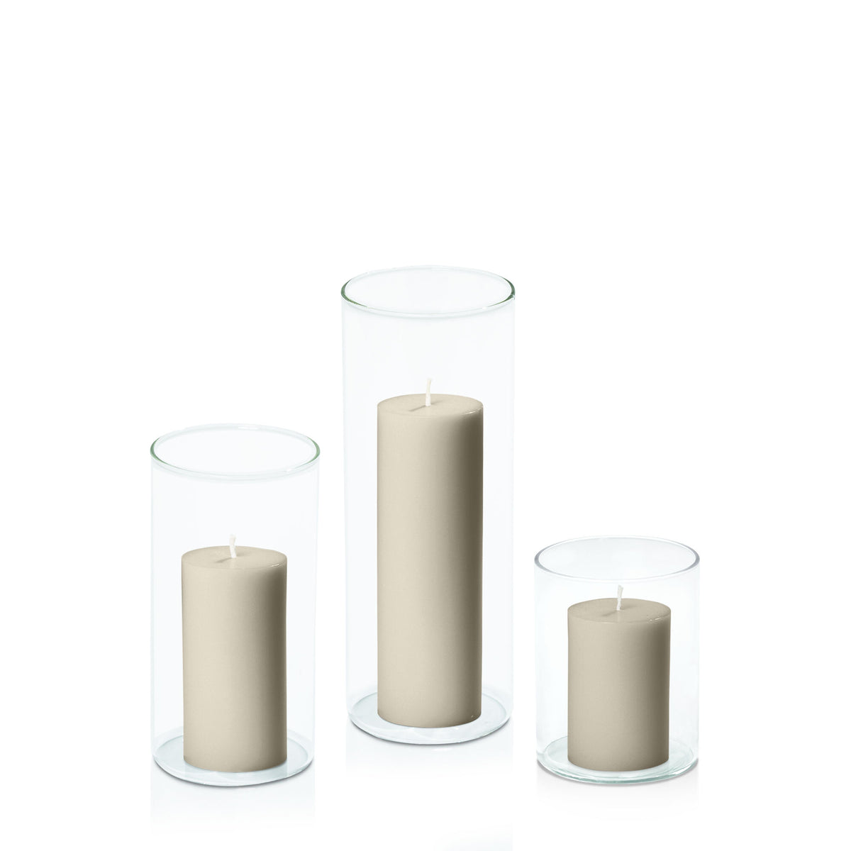 Pale Eucalypt 5cm Pillar in 8cm Glass Set - Sm Pack of 1