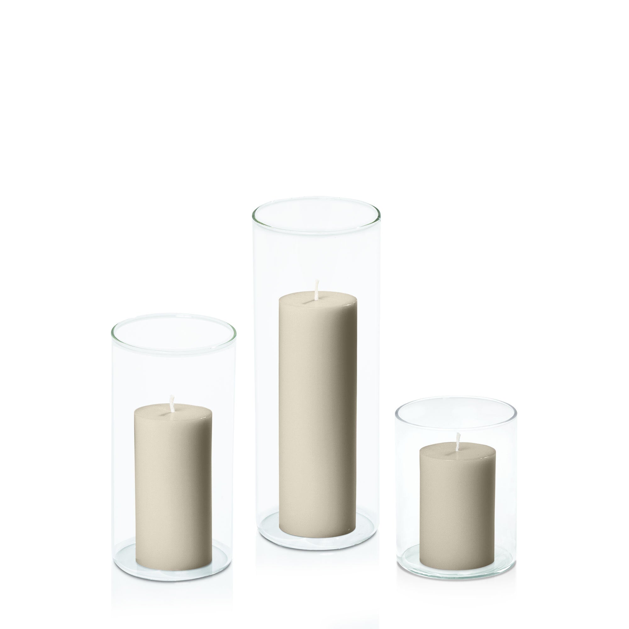 Pale Eucalypt 5cm Pillar in 8cm Glass, Sm - Set of 6