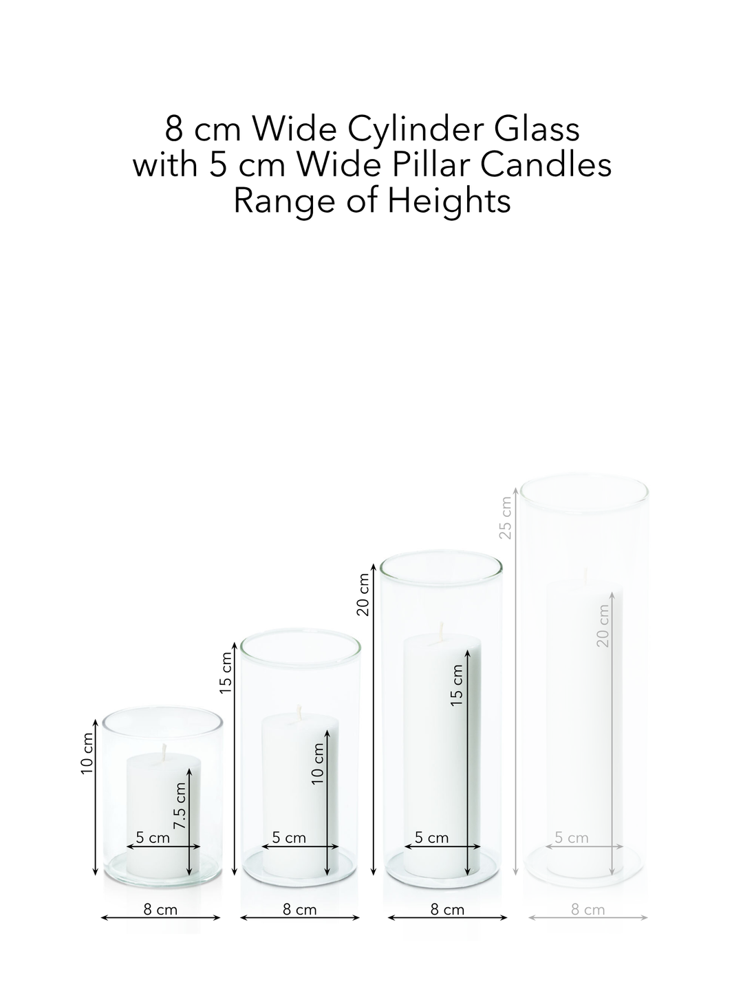 Scarlet 5cm Pillar in 8cm Glass, Sm - Set of 6