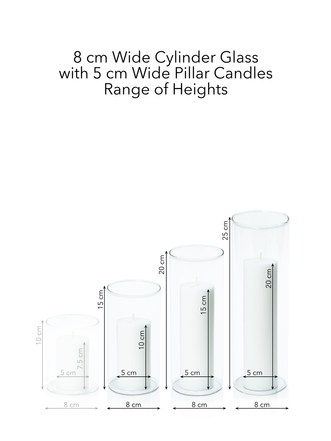 Sapphire 5cm Pillar in 8cm Glass, Med - Set of 6
