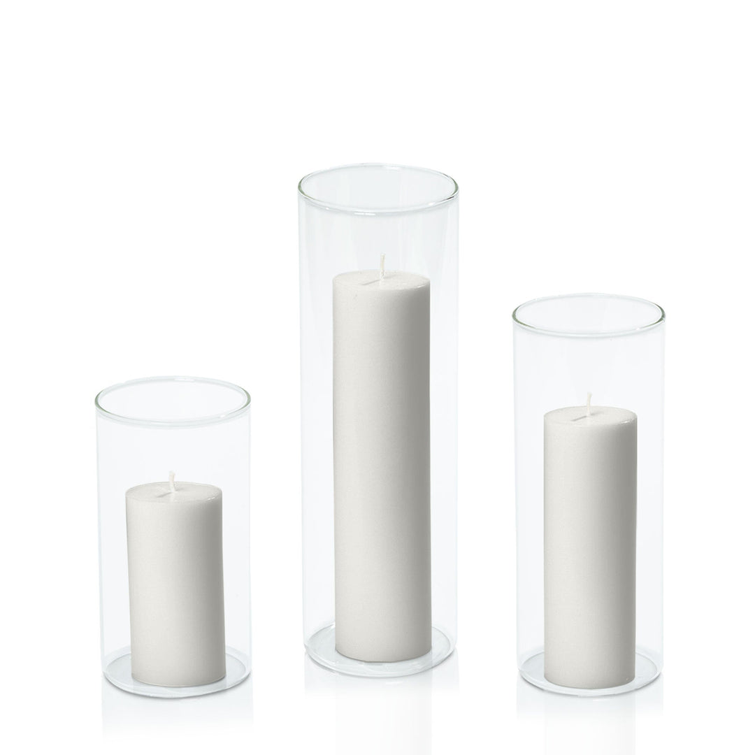 Stone 5cm Pillar in 8cm Glass, Med - Set of 6