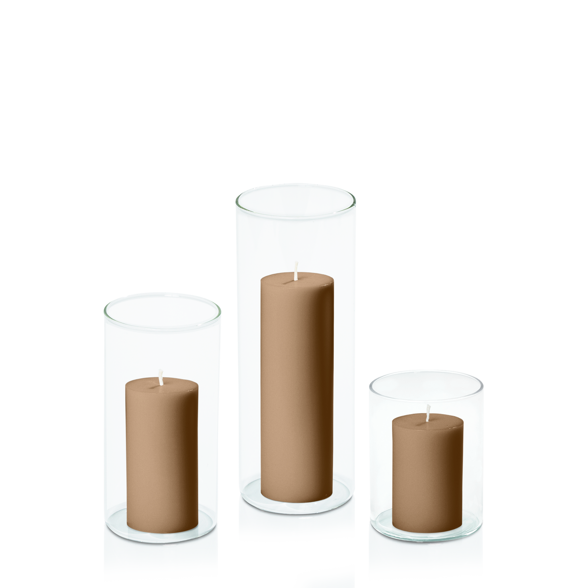 Tiramisu 5cm Pillar in 8cm Glass Set - Sm Pack of 1