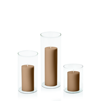Tiramisu 5cm Pillar in 8cm Glass Set - Sm