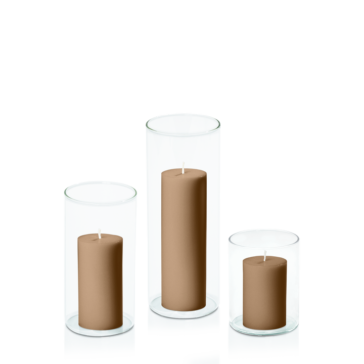 Tiramisu 5cm Pillar in 8cm Glass, Sm - Set of 6