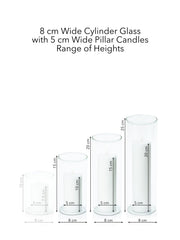 White 5cm Pillar in 8cm Glass Set - Med Pack of 1