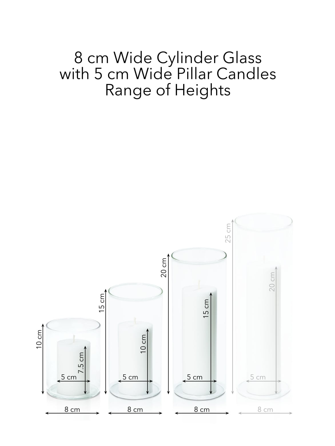 White 5cm Pillar in 8cm Glass Set - Sm Pack of 1